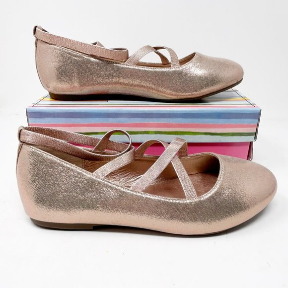 Mia Kids Big Girl Size 5 Rose Gold Gleaming Ballet Flats - Picture 2 of 9